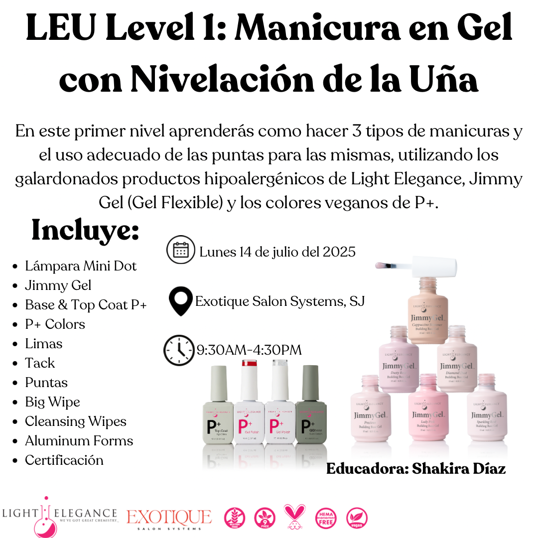 LEU PR: Level 1 Manicura en Gel con Nivelación de la Uña