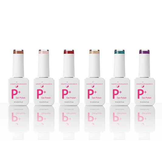 PRE-VENTA P+ Glitter Gel Polish Pack: Fall/Winter 2025 Dare to Indulge Collection (6) 10 ml P+ Glitter Gel Polishes