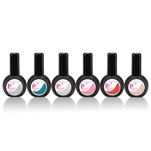 P+ Glitter Gel Polish Pack: Summer 2023 (6) 15 ml P+ Glitter Gel Polishes, Viva La Fiesta Collection